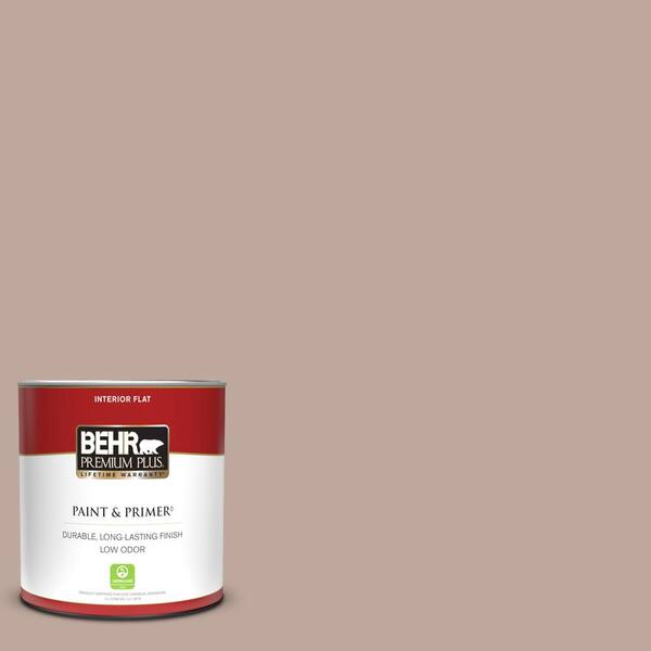 BEHR PREMIUM PLUS 1 qt. #PWL-88 Heavenly Cocoa Flat Low Odor Interior Paint & Primer