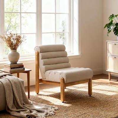 Fluffy Modern Dark Beige+Natural 25.75 in. Polyester Upholstered Accent Chair