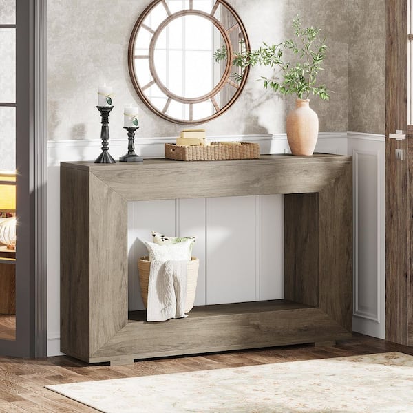 Turrella 47 in. Gray Rectangle MDF Console Table with Storage Space