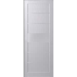 36 in. x 80 in. Siah Bianco Noble Frosted Glass 5 Lite Solid Core Wood Composite Interior Door Slab No Bore