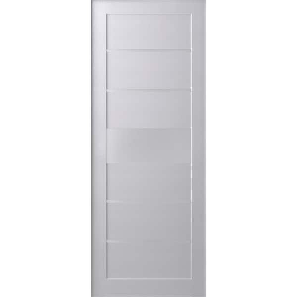 18 in. x 80 in. Siah Bianco Noble Finished Frosted Glass 5-Lite Solid Core Wood Composite Interior Door Slab No Bore