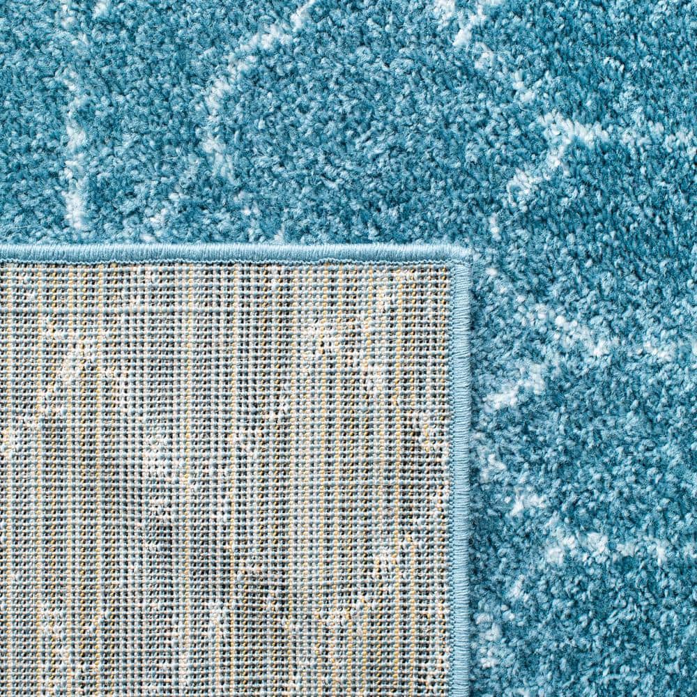 Reversible Turquoise/Blue Synthetic 8' x 10' Hand-knotted Area Rug