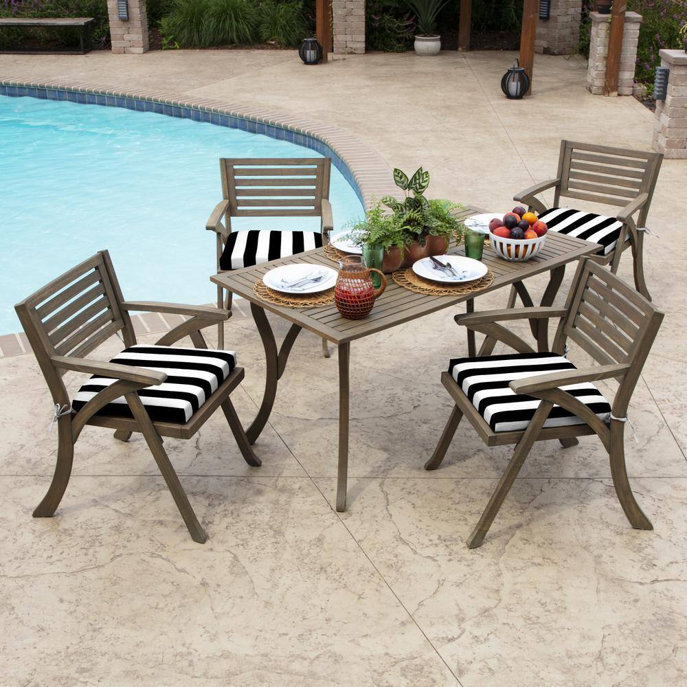 Black Cabana Stripe Outdoor Adirondack Chair Cushion