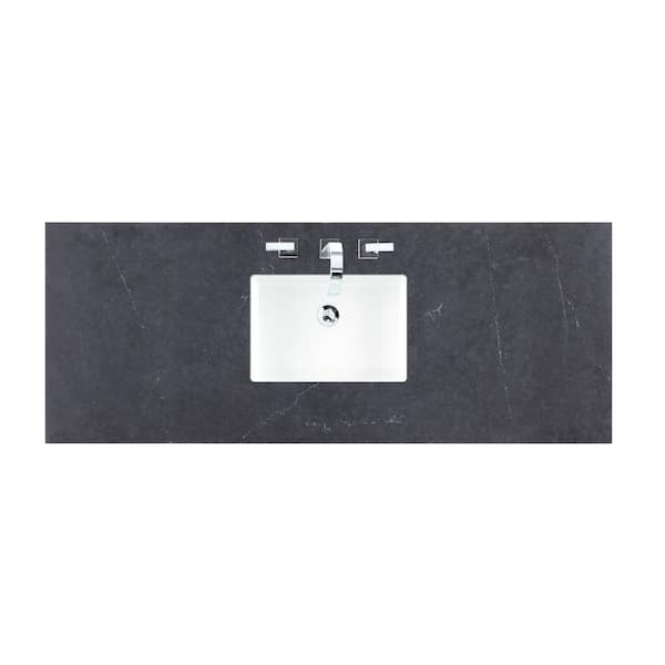 James Martin Vanities 60 in. W x 23.5 in. D Single Basin Vanity Top in Charcoal Soapstone Silestone Quartz with White Basin