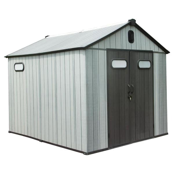 8 ft. W x 12 ft. D Gray Resin Shed with Lockable Door Windows and Vents (96 sq. ft.)
