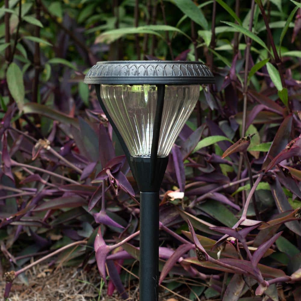 Premier Black Aluminum Solar LED Pathway Lights with Dual Color, Set of 2