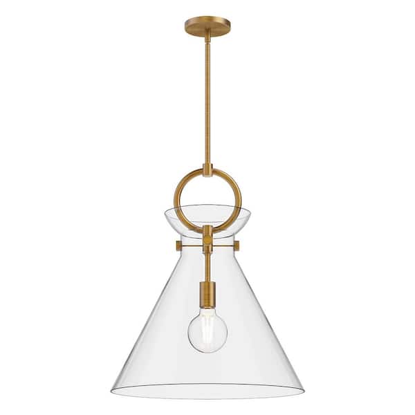 ALORA MOOD Emerson 18 in. 1 Light 60-Watt Aged Gold/Clear Pendant Light