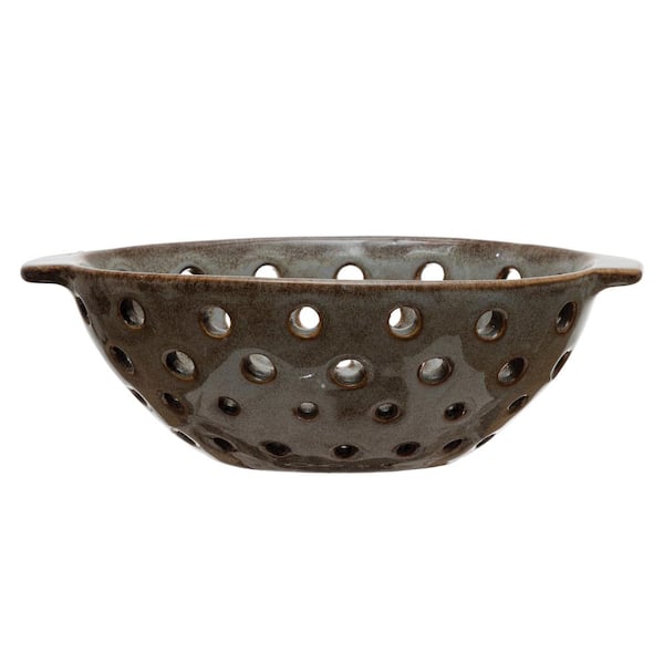 Storied Home 7.87 in. 20.29 fl. oz. Reactive Glaze Brown Stoneware Berry Serving Bowl