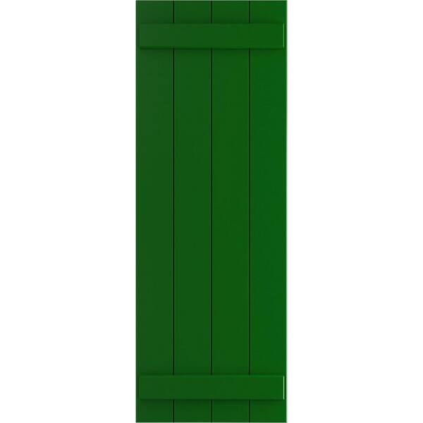 Ekena Millwork True Fit 21-1/2 in. x 28 in. PVC 4 Board Joined Board and Batten Shutters, Pair in Viridian Green