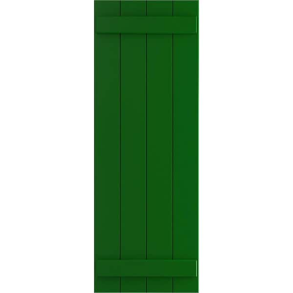Ekena Millwork True Fit 21-1/2 in. x 29 in. PVC 4 Board Joined Board and Batten Shutters, Pair in Viridian Green