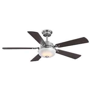 Archie 52 in. Integrated LED Indoor Polished Chrome Traditional Ceiling Fan with Light and Remote Control for Bedrooms