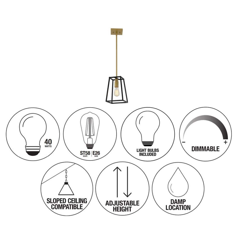 Carter 1 Modern Mini Pendant Light in Black and Gold