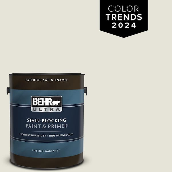 BEHR ULTRA 1 gal. Home Decorators Collection #HDC-NT-21 Weathered White Satin Enamel Exterior Paint & Primer