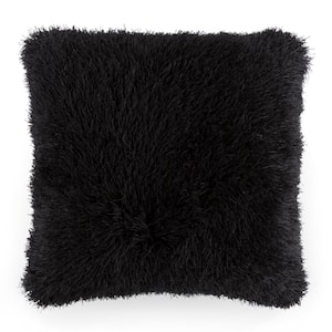 Black Polyester 24 in. x 24 in. Throw Pillow