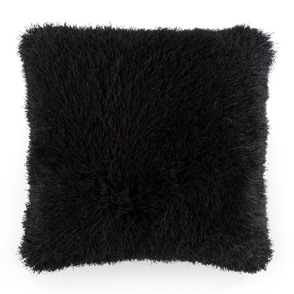 Unbranded Black Polyester 24 in. x 24 in. Throw Pillow
