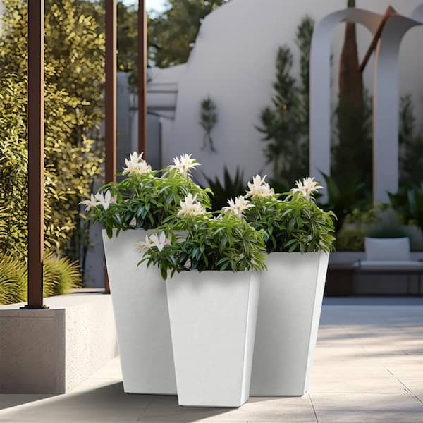 Square Tall Plant Pot Elegant Large Flower Indoor Outdoor Garden