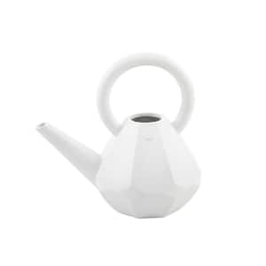 9.5 in. Geo Ceramic Watering Can, Matte White