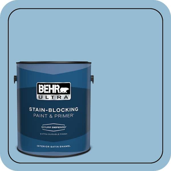 BEHR ULTRA 1 gal. #M500-3 Blue Chalk color Extra Durable Satin Enamel Interior Paint & Primer