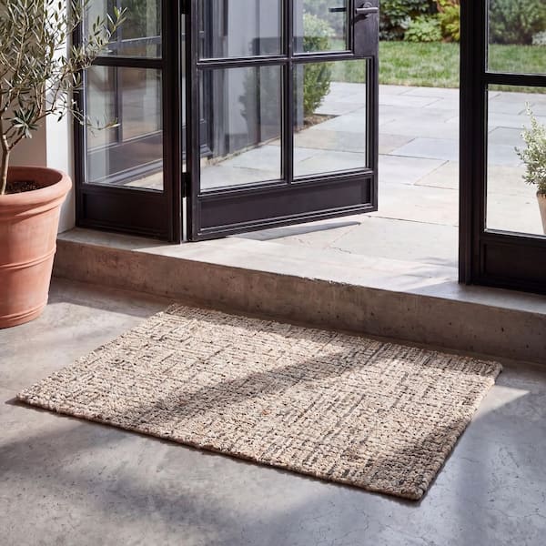 Abstract 3 ft. x 5 ft. Beige/Brown Speckled Area Rug