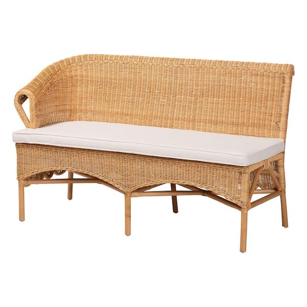 bali & pari Tamara Bohemian Rattan 2 Piece Dining Nook Bench Set Light Honey