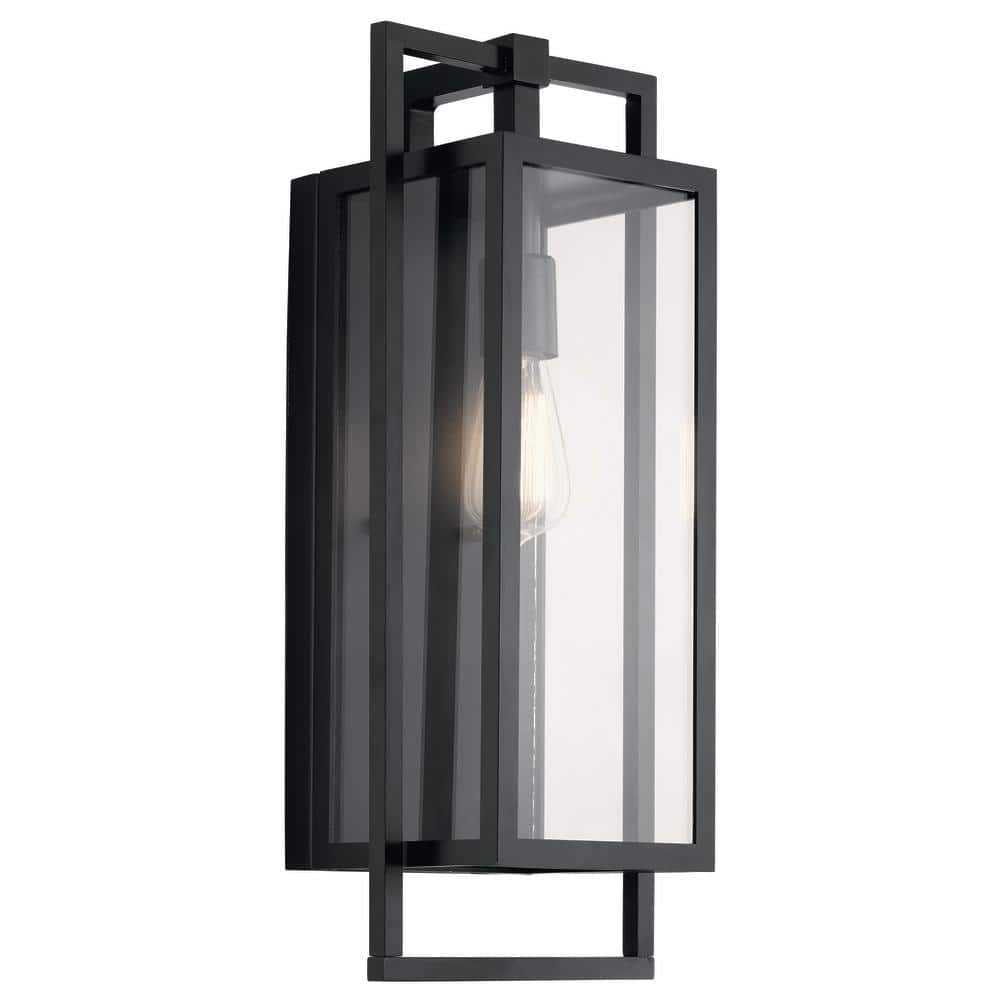 Goson 20" Black Industrial Outdoor Wall Light with Clear Glass