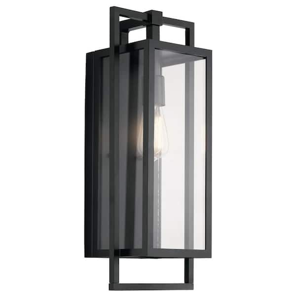 KICHLER Goson 20 in. 1-Light Black Outdoor Hardwired Wall Lantern Sconce with No Bulbs Included (1-Pack)
