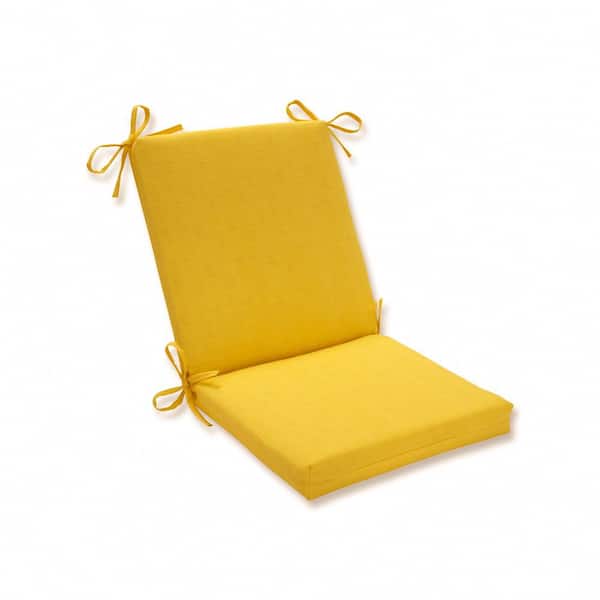 Pillow Perfect Solid Outdoor/Indoor 18 in W x 3 in H Deep Seat, 1-Piece Chair Cushion and Square Corners in Yellow Fresco