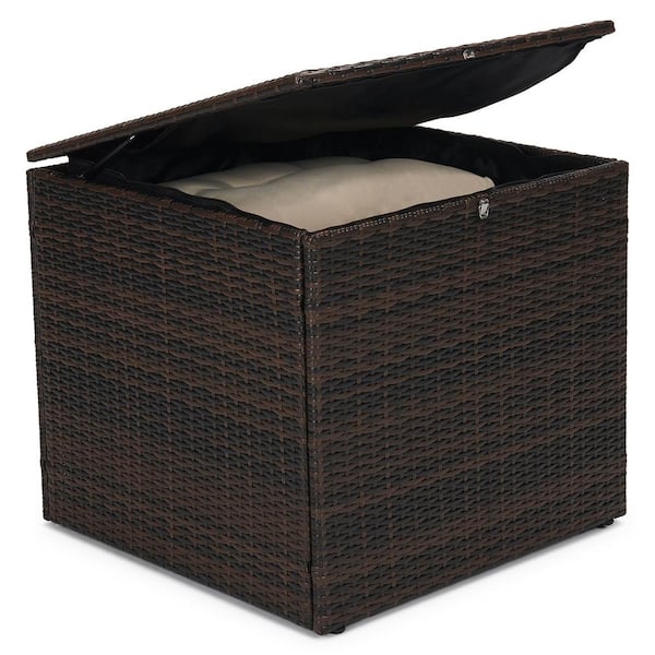 Wicker Outdoor Patio Storage Side Table
