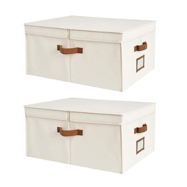 Unbranded White 22.5 in. x 10 in. Cotton Decorative Basket Set of 2