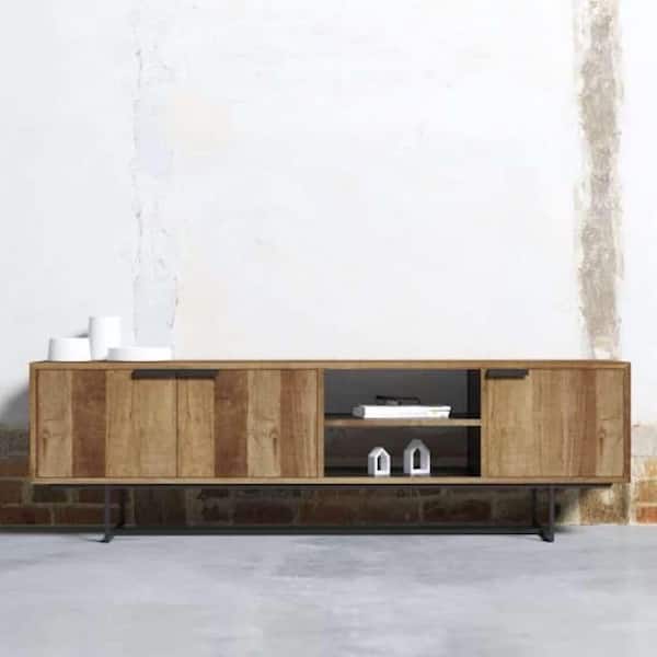 78 in. Parisian Factory Multi-Coloured Teak Reclaimed Wood Accent Cabinet TV Stand