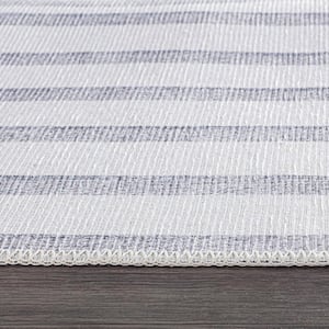 Ivory 2 ft. 1 in. x 3 ft. Contemporary Lines Machine Washable Area Rug
