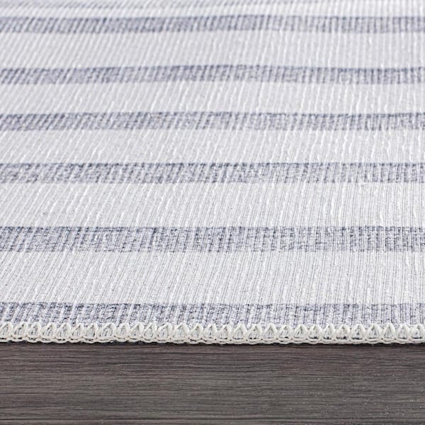 Ivory 7 ft. 7 in. x 9 ft. 6 in. Area Contemporary Lines Machine Washable Rug