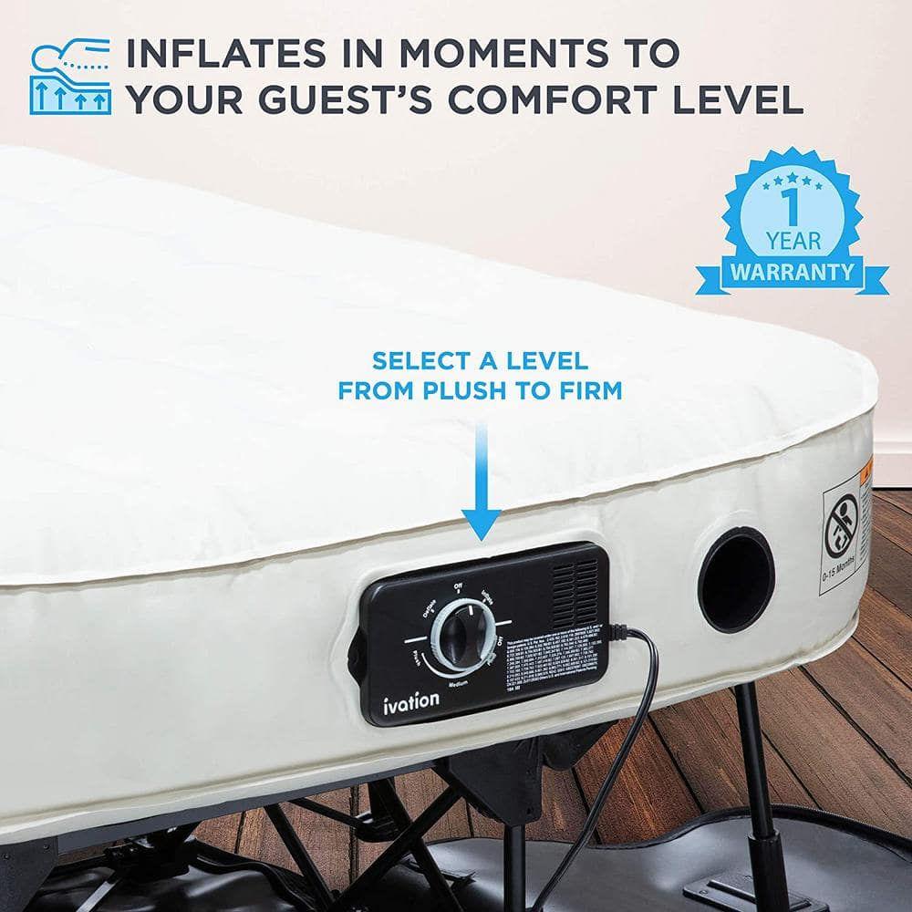 Ivation Full Size Raised Air Mattress with Built-In Pump and Frame