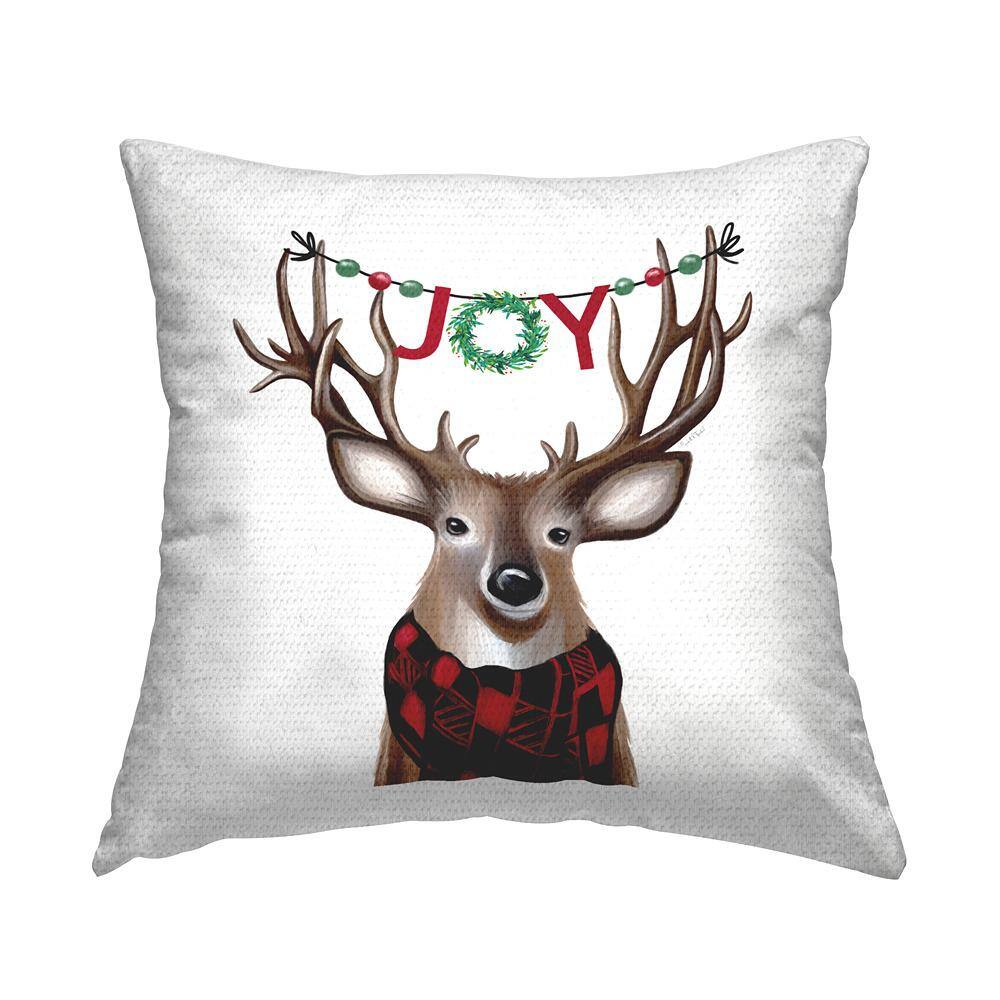 Joy Reindeer Antlers Banner Brown Square Outdoor Throw Pillow price history on PriceWatchPro