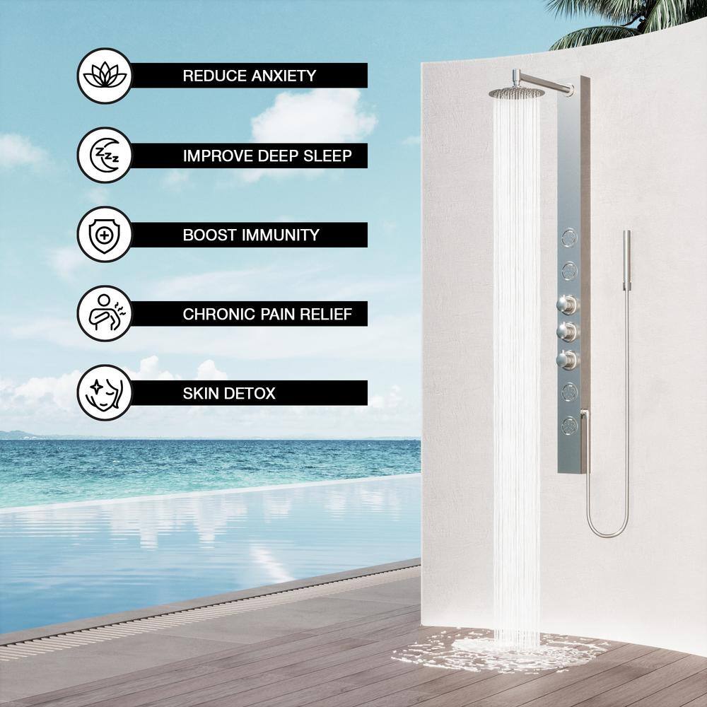 Sutton 58" Stainless Steel Shower Panel with Hand Shower and Jets