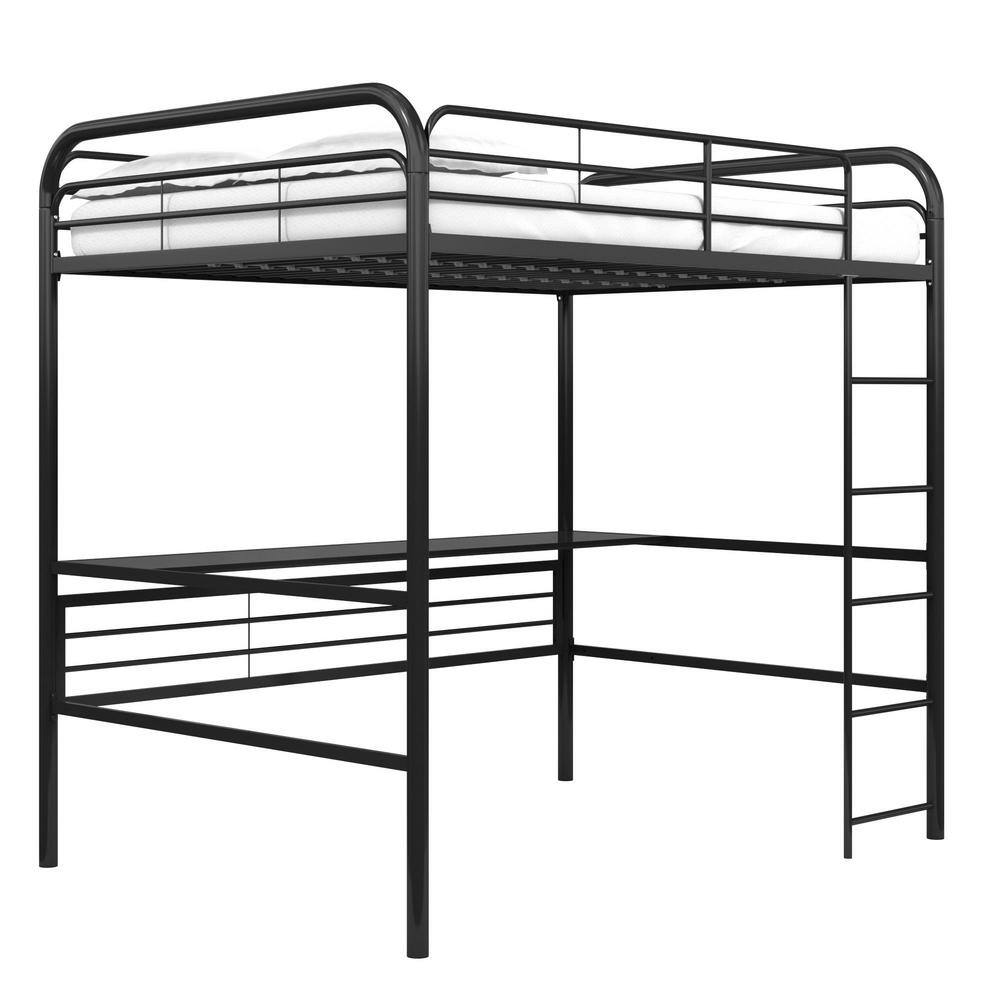 DHP Kenzie Black Metal Full Loft Bed with Black Desk DE57237 - The Home ...