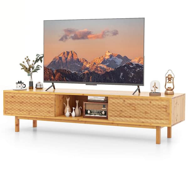 Beige TV Stand Entertainment Center Fits TV's up to 70 in.