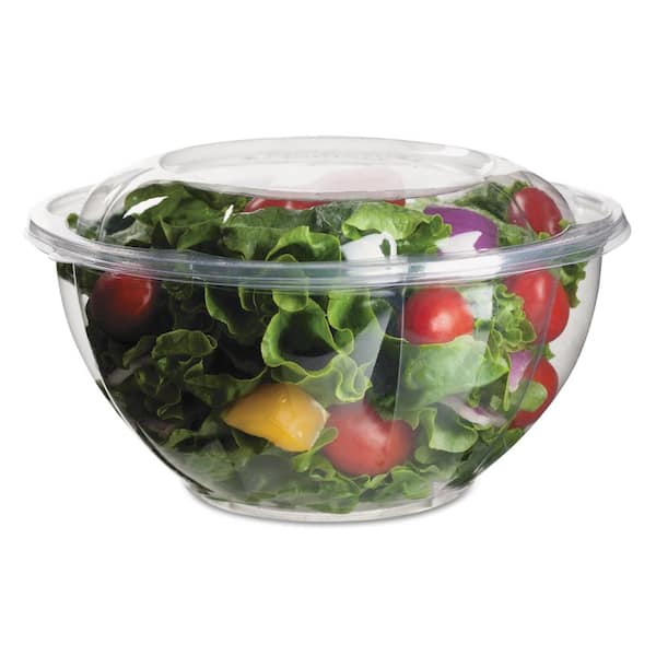 Eco-Products Clear 32 oz. Renewable and Compostable Salad Bowls with Lids (50-Pack 3-Packs/Carton)