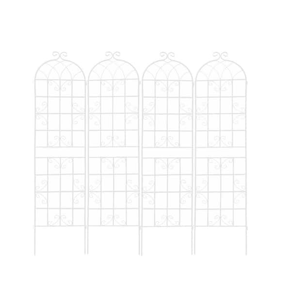 86.7 in. x 19.7 in. Metal Garden Trellis - Rustproof White Trellis for Climbing Plants - Outdoor Flower Support (4-Pack)
