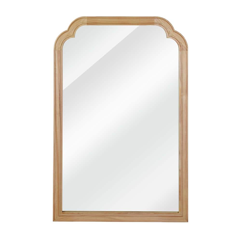 20 in. W x 30 in. H Rounded Corner Framed Wall Bathroom Vanity Mirror in Natural Wood price history on PriceWatchPro