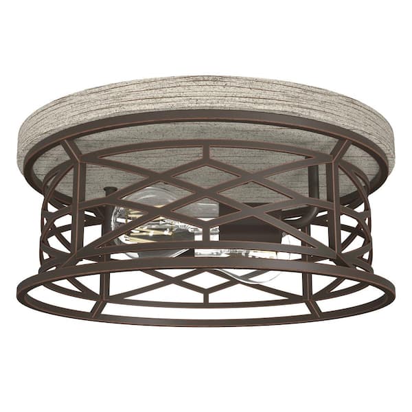 Langwood 13.25 in. 2 Light Onyx Bengal Flush Mount Bathroom Light