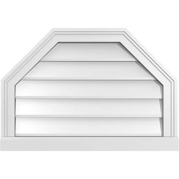 Ekena Millwork 26" x 18" Octagonal Top Surface Mount PVC Gable Vent: Non-Functional with Brickmould Sill Frame