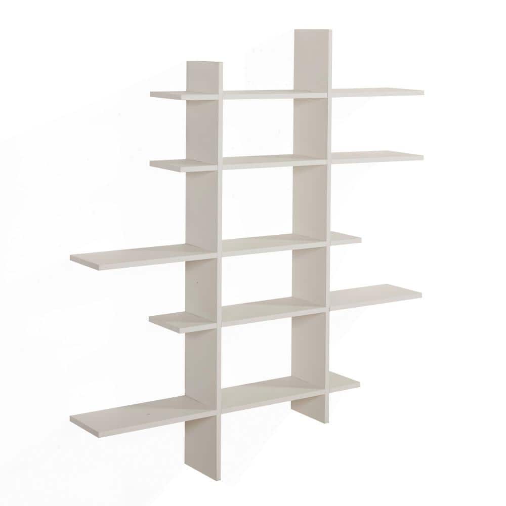 DANYA B 47.25 in. H White MDF 5-Tier Decorative Wall Shelf FF5120WH - The  Home Depot