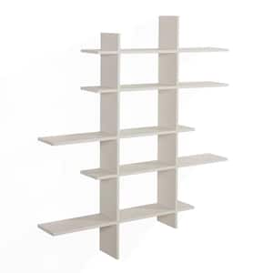 White MDF 5-Level Asymmetric Floating Shelf