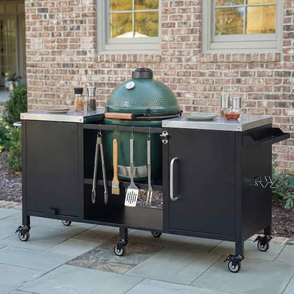 SUNRINX 72.4 in. Outdoor Kitchen Island, Grill Cart for Big Green