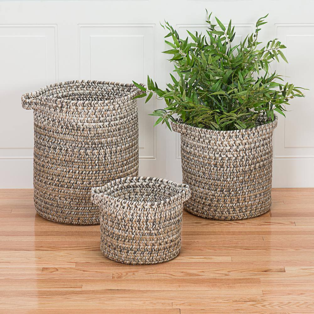 Monet Ombre 14 in. x 14 in. x 15 in. Tan Round Polypropylene Braided Basket