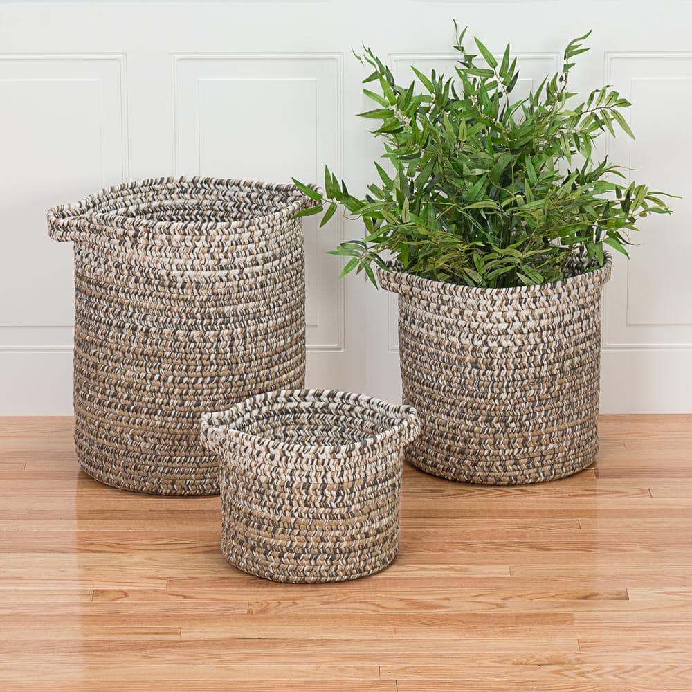 Monet Ombre 16 in. x 16 in. x 20 in. Tan Round Polypropylene Braided Basket