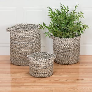 Monet Ombre 16 in. x 16 in. x 20 in. Tan Round Polypropylene Braided Basket