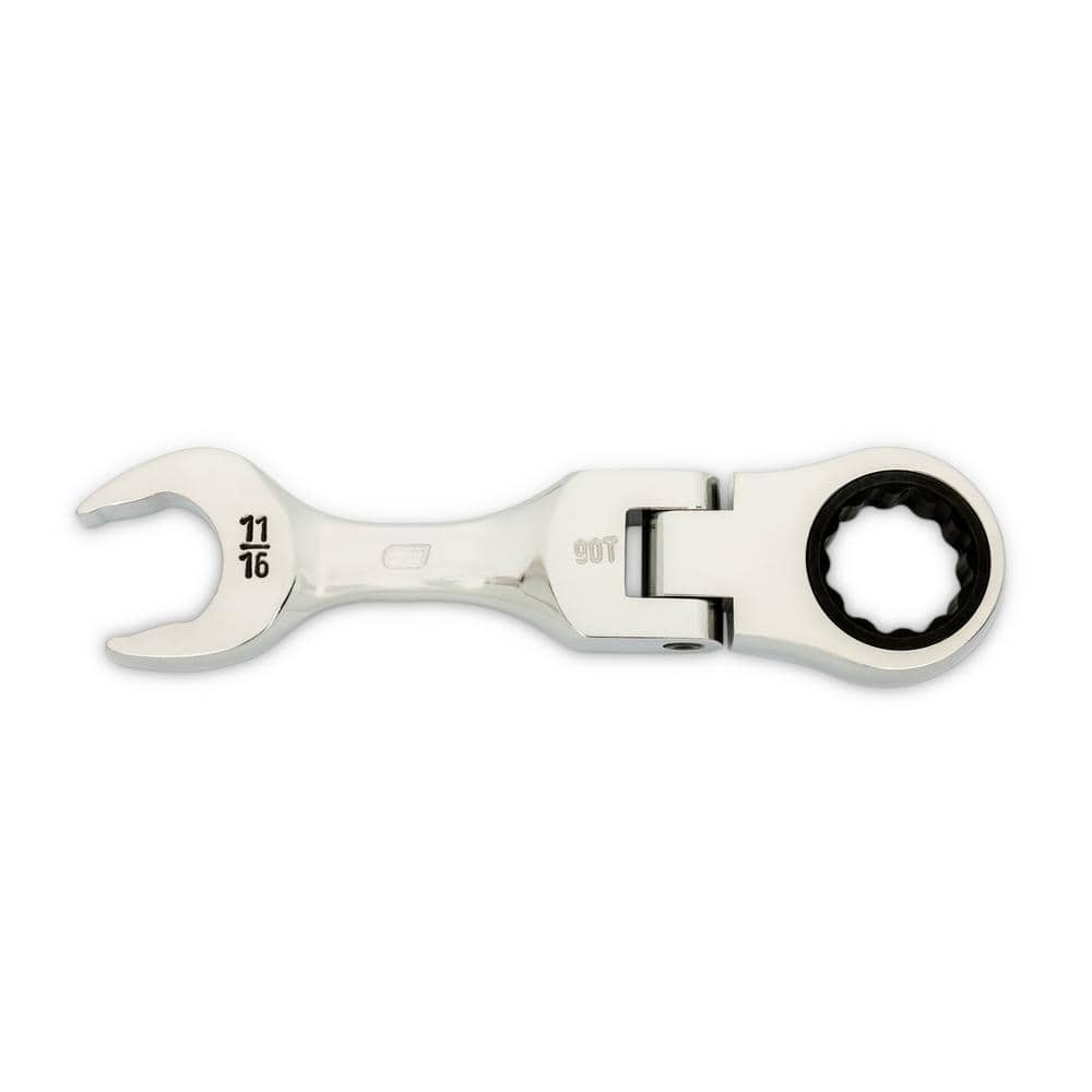 GEARWRENCH 11/16 in. 90-Tooth 12 Point Stubby Flex Ratcheting Combination Wrench