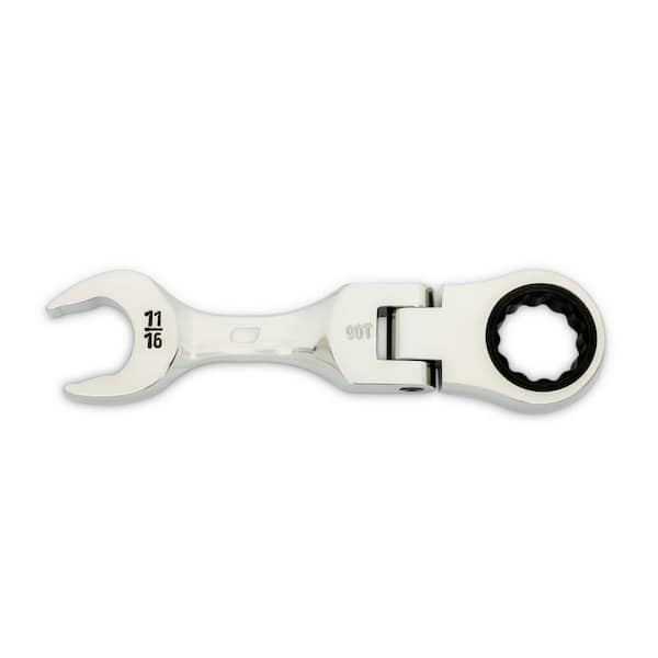 GEARWRENCH 11/16 in. 90-Tooth 12 Point Stubby Flex Ratcheting Combination Wrench